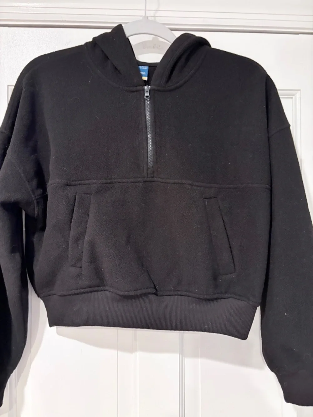 Old Navy Black Cropped Half Zip Hoodie Girls XL 14-16